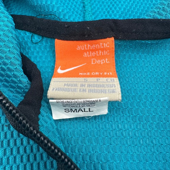 Nike Dry Fit Womens Teal Waffle Knit Full Zip Hoodie Mesh Jacket Small 19542 - Picture 4 of 11